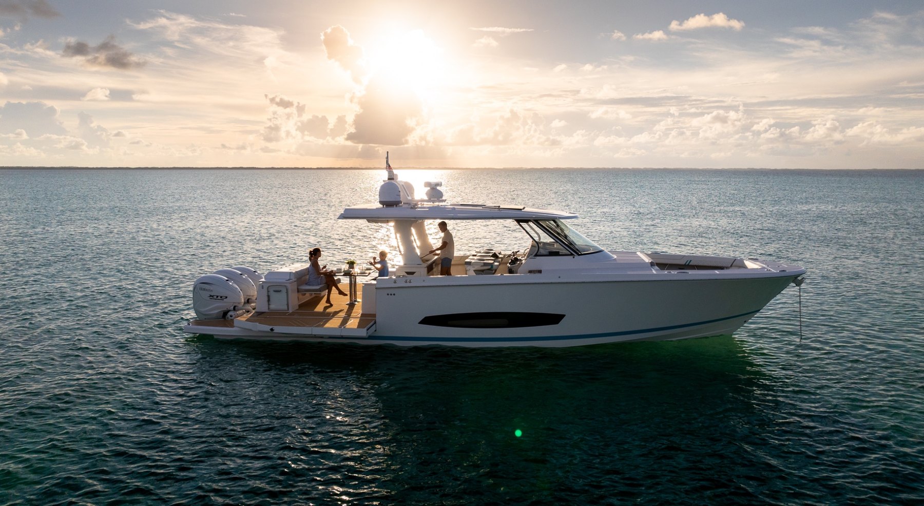 Regal 43 SAV sport yacht cruising on the water